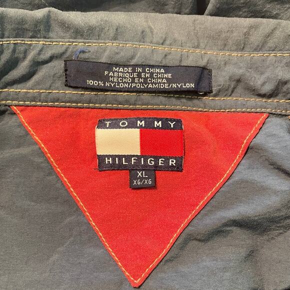 Men's Tommy HILFIGER Snap Front Blue L/S Nylon Shirt SIZE XL - Picture 6 of 8